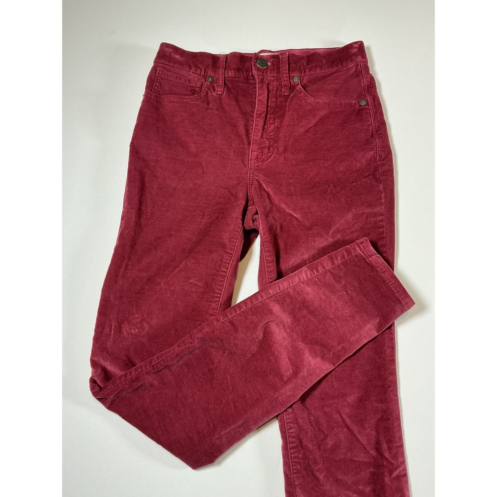 Madewell 10" High Rise Velvet Skinny Pants Burgundy Size 25